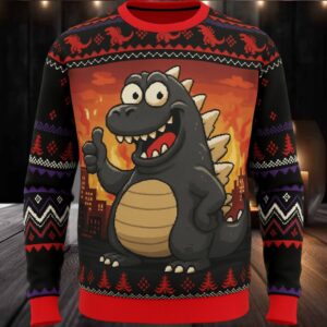 Godzilla Kaiju Monster Christmas Knitted Sweater