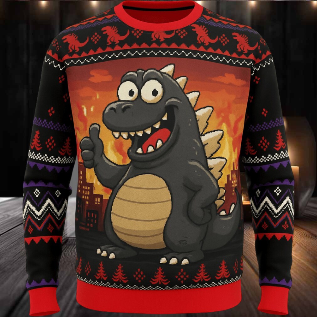 Godzilla Kaiju Monster Christmas Knitted Sweater Godzilla Kaiju Monster Christmas Knitted Sweater