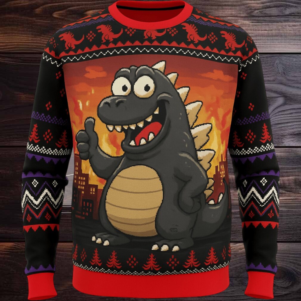 Godzilla Kaiju Monster Christmas Knitted Sweater Godzilla Kaiju Monster Christmas Knitted Sweater