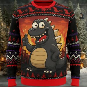 Godzilla Kaiju Monster Christmas Knitted Sweater