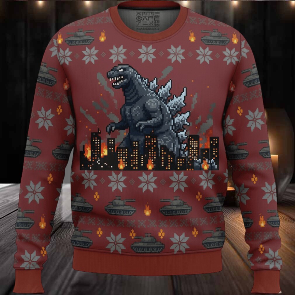 Godzilla Monster Christmas Knitted Ugly Sweater Godzilla Monster Christmas Knitted Ugly Sweater