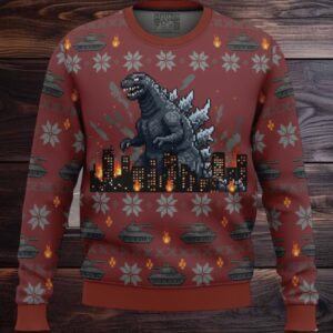 Godzilla Monster Christmas Knitted Ugly Sweater