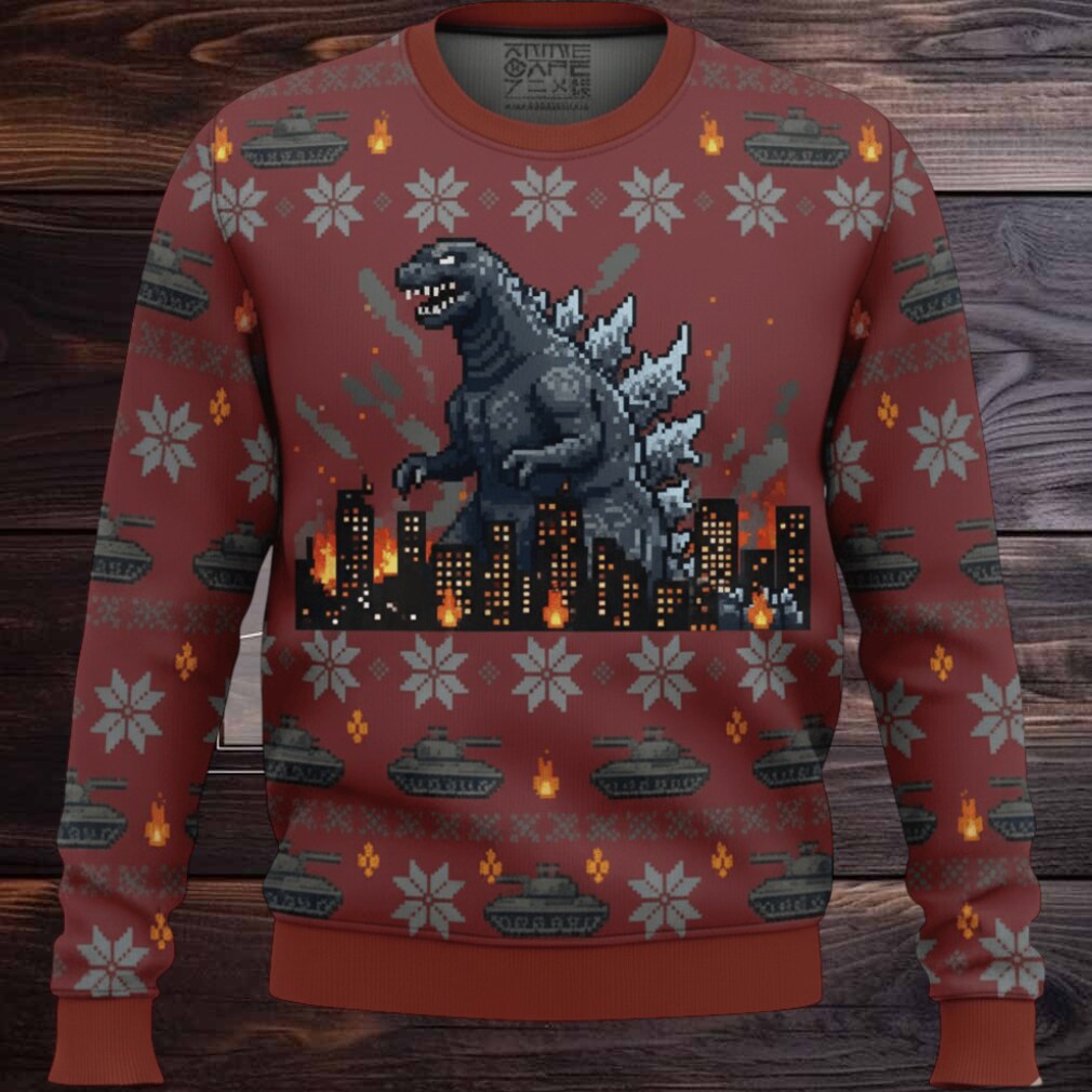 Godzilla Monster Christmas Knitted Ugly Sweater Godzilla Monster Christmas Knitted Ugly Sweater