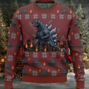 Godzilla Monster Christmas Knitted Ugly Sweater