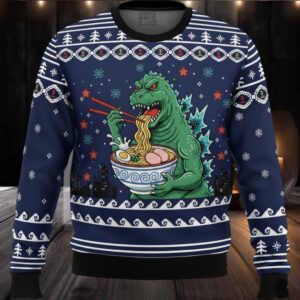 Godzilla Ramen Japanese Christmas Knitted Sweater