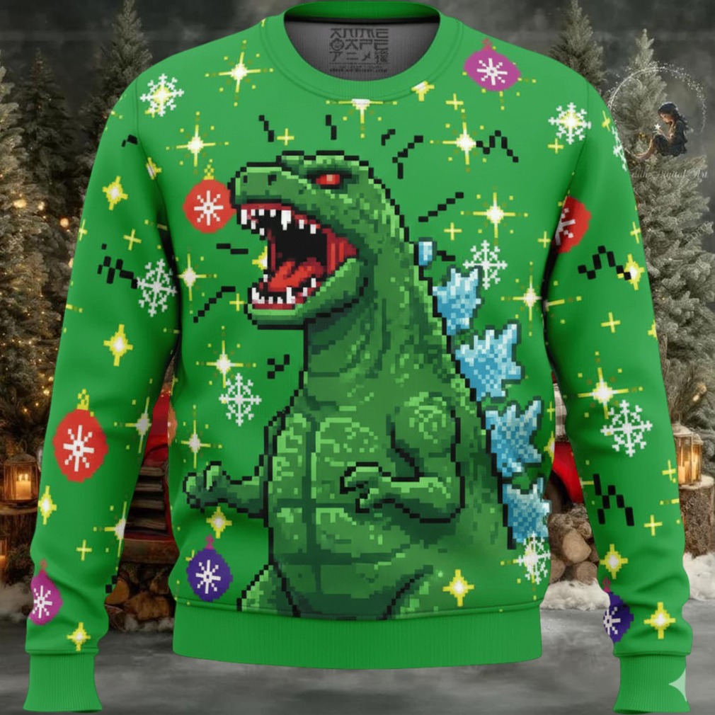 Godzilla Tree Christmas Ugly Sweater Godzilla Tree Christmas Ugly Sweater