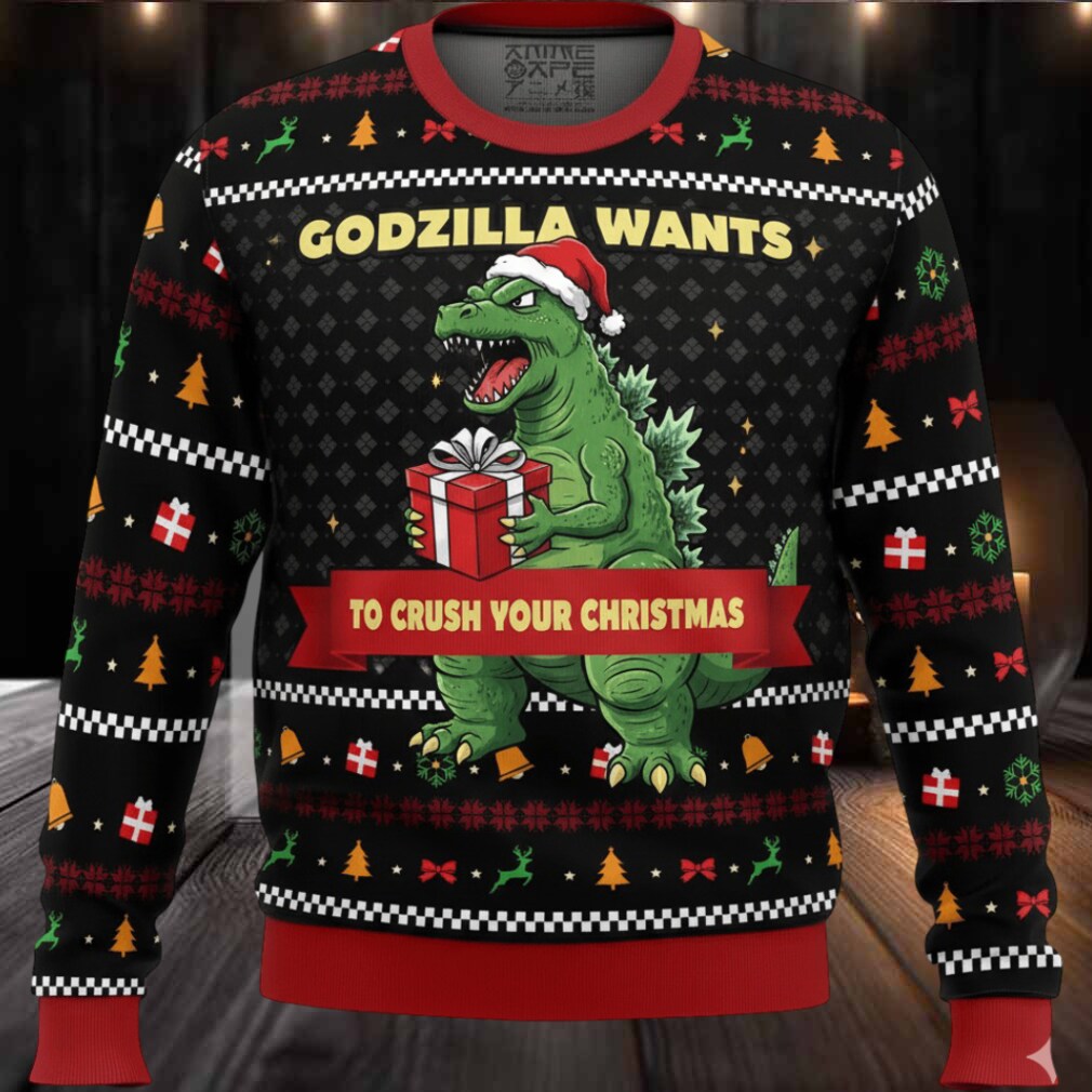 Godzilla Wants To Crush Your Christmas Ugly Sweater Godzilla Wants To Crush Your Christmas Ugly Sweater