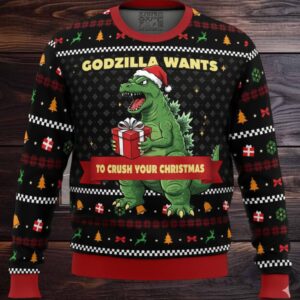Godzilla Wants To Crush Your Christmas Ugly Sweater