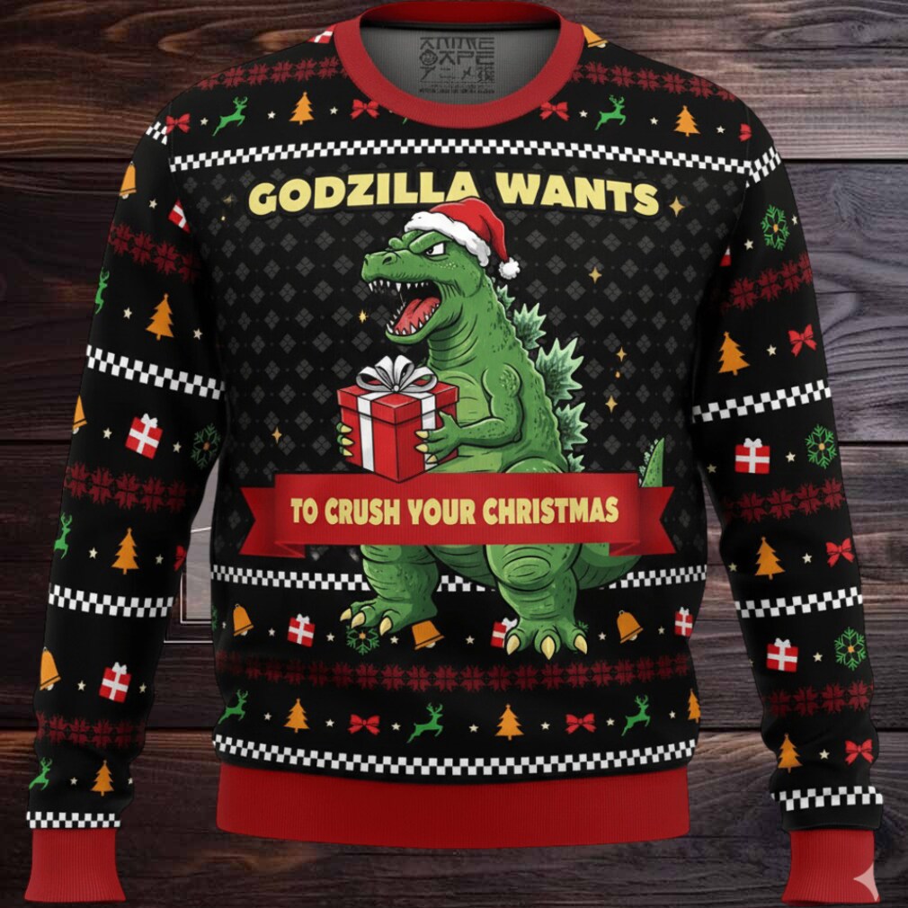 Godzilla Wants To Crush Your Christmas Ugly Sweater Godzilla Wants To Crush Your Christmas Ugly Sweater