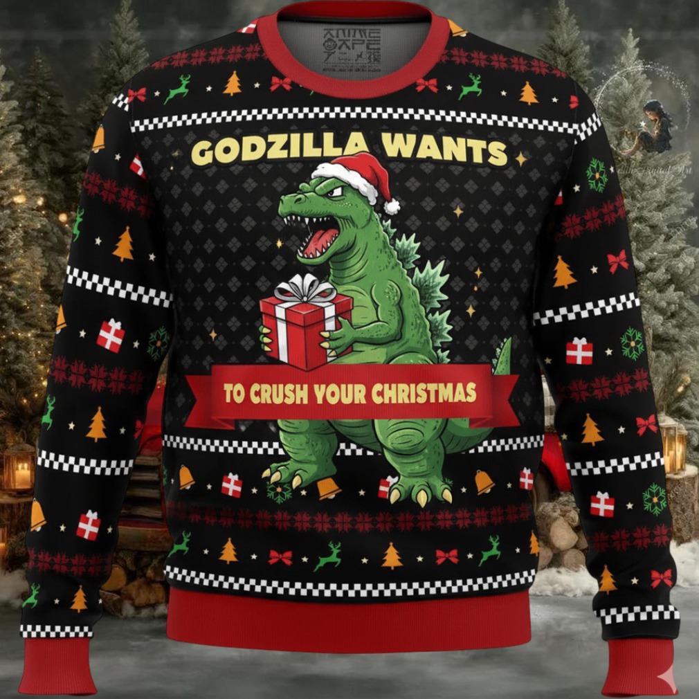 Godzilla Wants To Crush Your Christmas Ugly Sweater Godzilla Wants To Crush Your Christmas Ugly Sweater