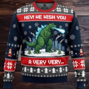 Godzilla We With You Christmas Ugly Sweater