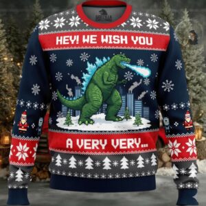Godzilla We With You Christmas Ugly Sweater