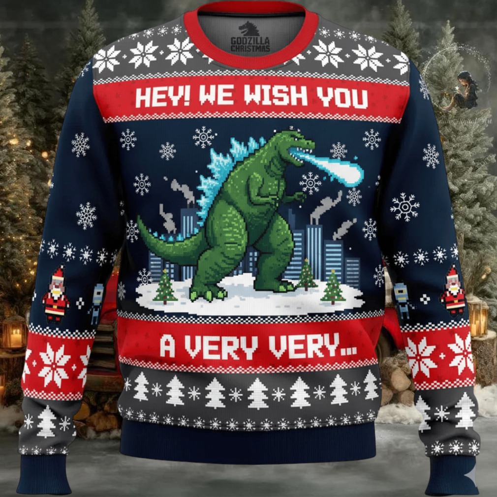 Godzilla We With You Christmas Ugly Sweater Godzilla We With You Christmas Ugly Sweater