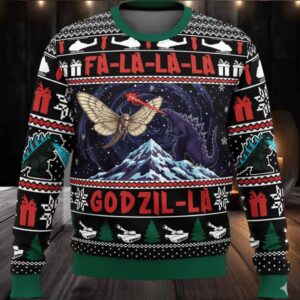 Godzilla and Mothra Christmas Knitted Ugly Sweater