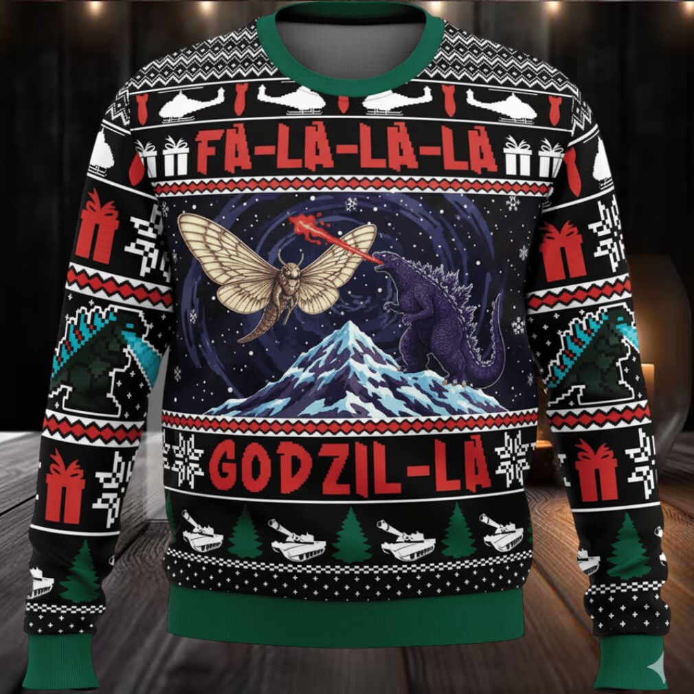 Godzilla and Mothra Christmas Knitted Ugly Sweater Godzilla and Mothra Christmas Knitted Ugly Sweater