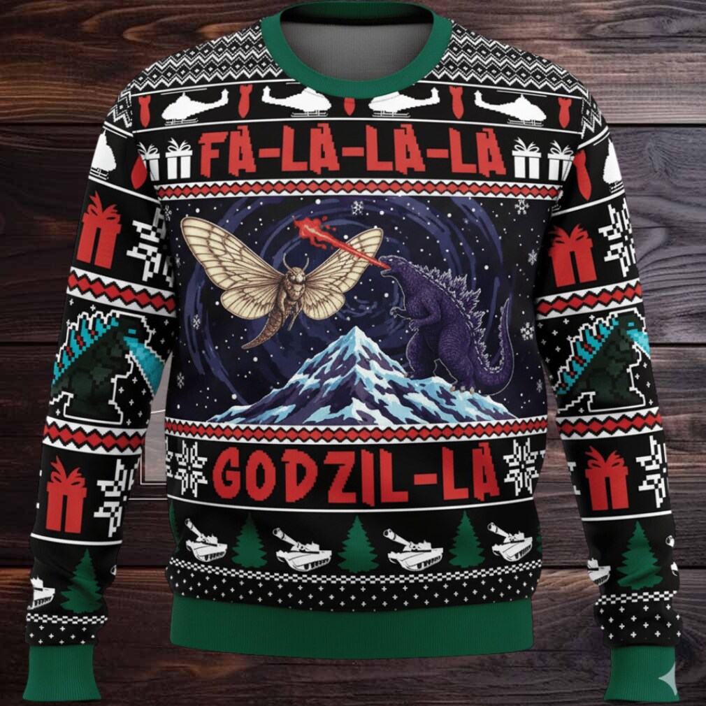 Godzilla and Mothra Christmas Knitted Ugly Sweater Godzilla and Mothra Christmas Knitted Ugly Sweater