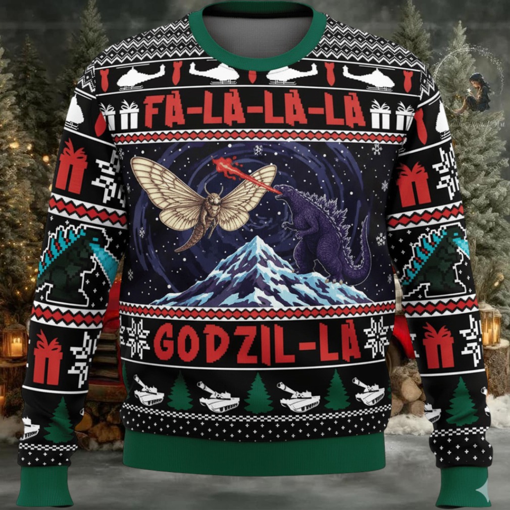 Godzilla and Mothra Christmas Knitted Ugly Sweater Godzilla and Mothra Christmas Knitted Ugly Sweater