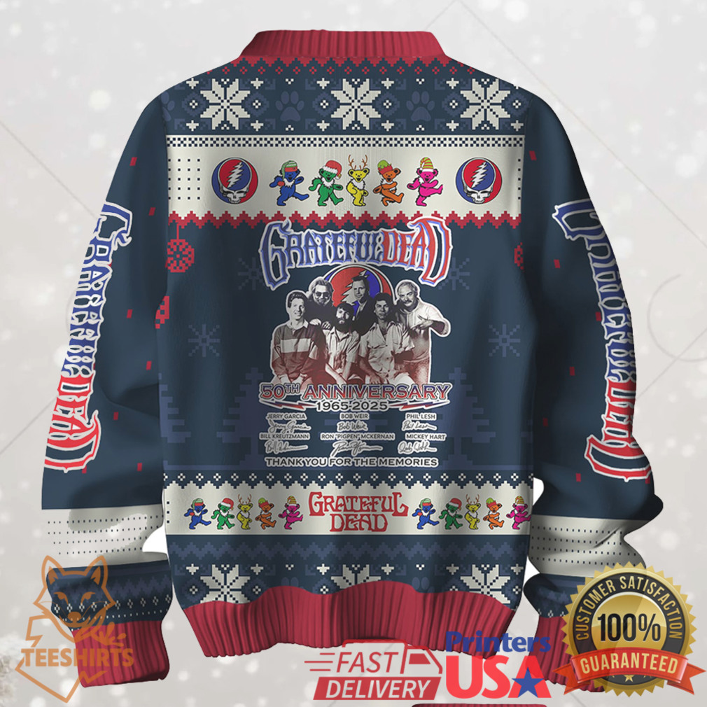 Grateful Dead 50th Anniversary 1965 2025 Thank You For The Memories Ugly Christmas Sweater Grateful Dead 50th Anniversary 1965 2025 Thank You For The Memories Ugly Christmas Sweater