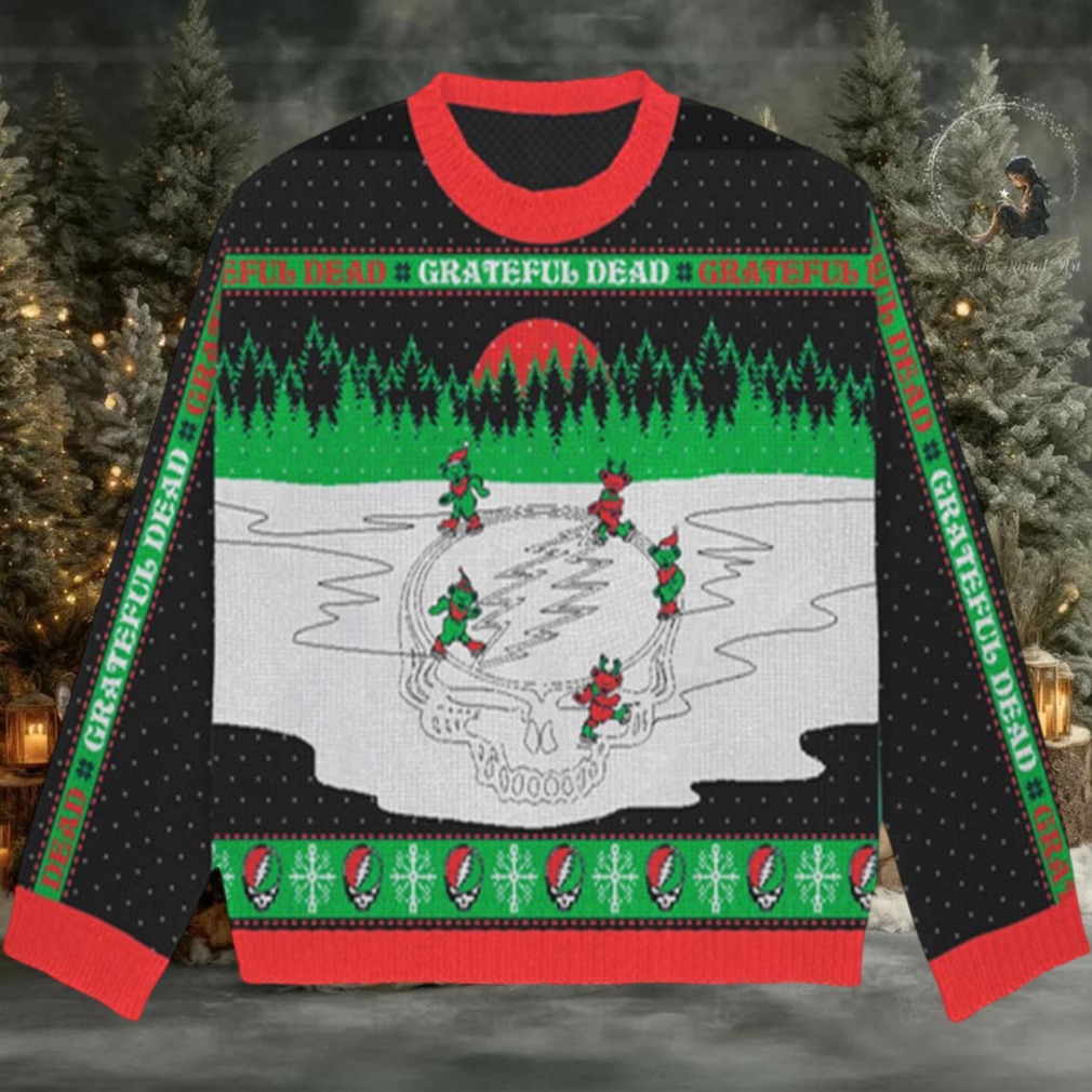 Grateful Dead Skating Dancing Bears Holiday Collection Ugly Christmas Sweater Grateful Dead Skating Dancing Bears Holiday Collection Ugly Christmas Sweater