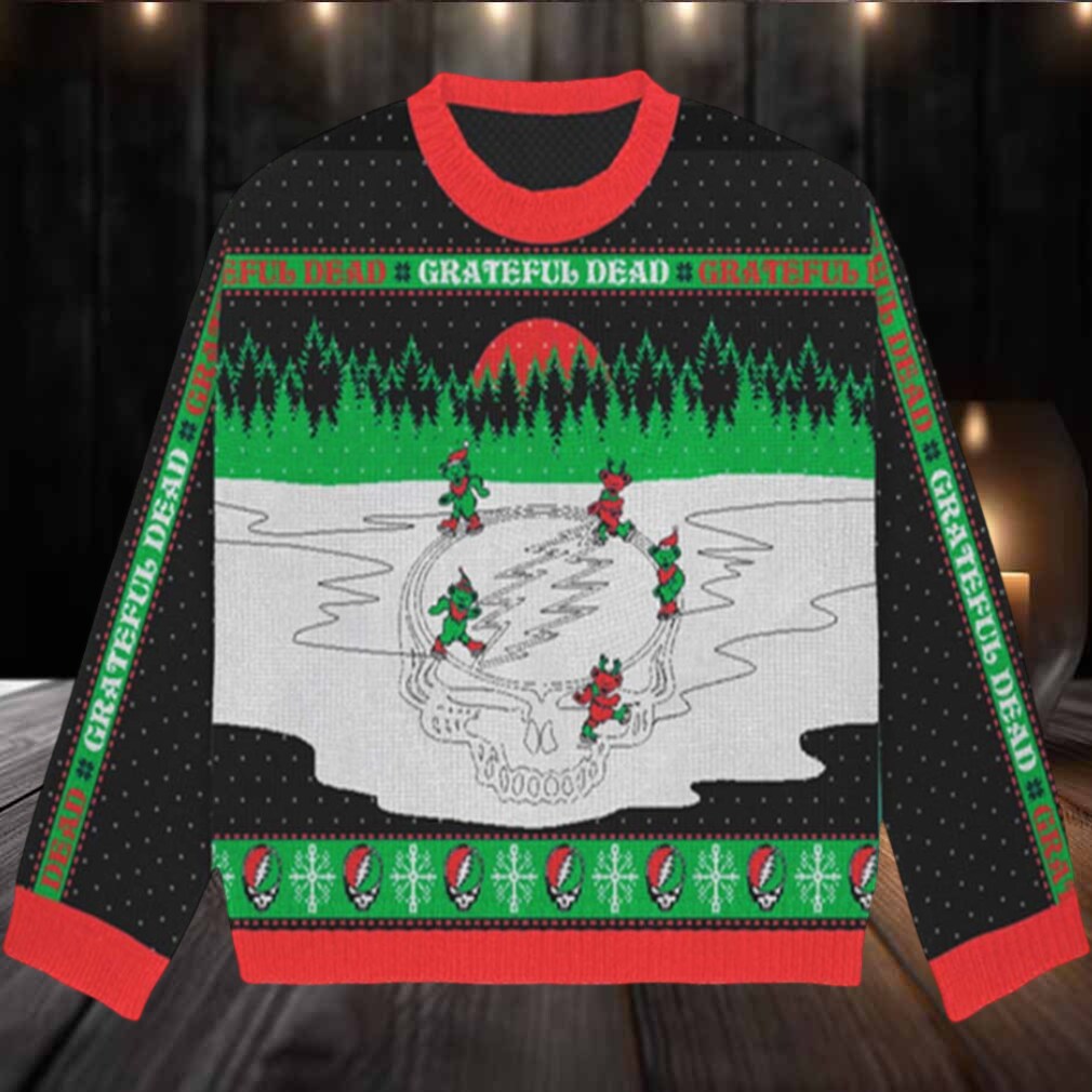 Grateful Dead Skating Dancing Bears Holiday Collection Ugly Christmas Sweater Grateful Dead Skating Dancing Bears Holiday Collection Ugly Christmas Sweater