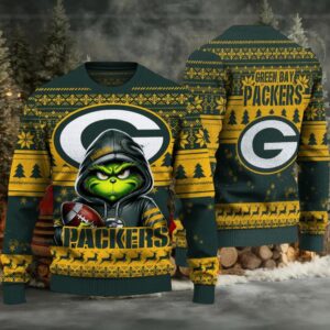 Green Bay Packers Grinch With Ball Ugly Christmas Sweaters