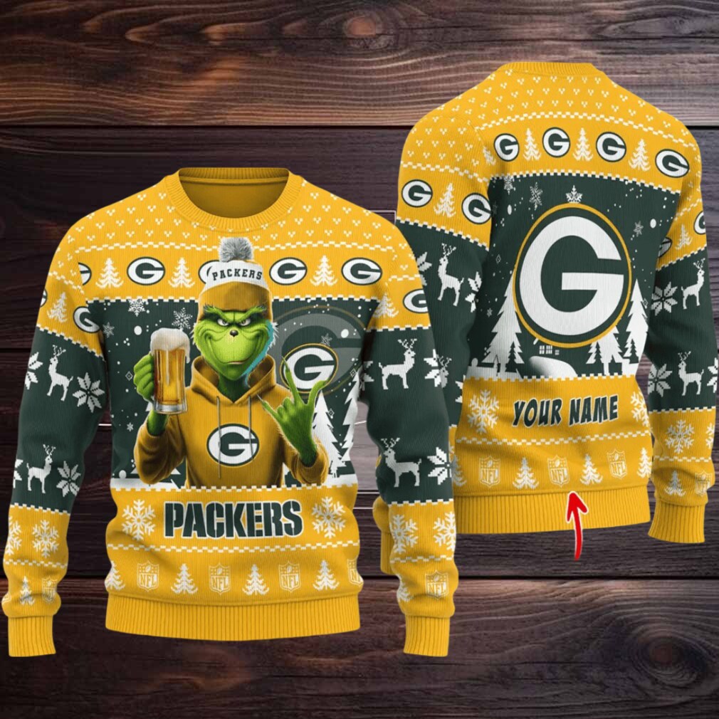 Green Bay Packers Grinch With Beer Ugly Christmas Sweater Green Bay Packers Grinch With Beer Ugly Christmas Sweater