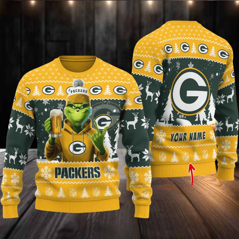 Green Bay Packers Grinch With Beer Ugly Christmas Sweater Green Bay Packers Grinch With Beer Ugly Christmas Sweater