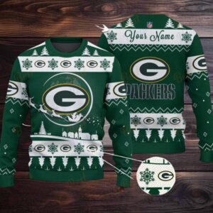 Green Green Bay Packers NFL Ugly Christmas Sweater Name Customized