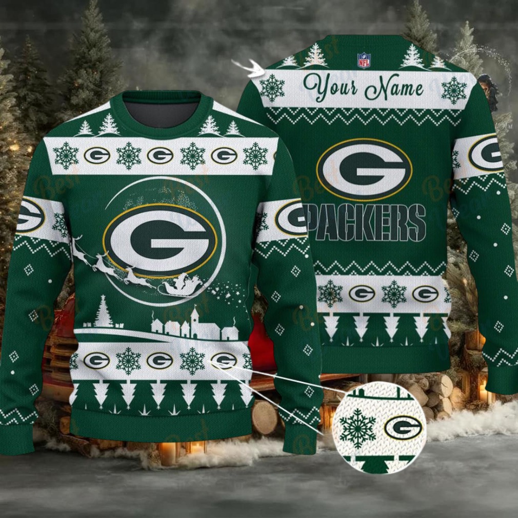 Green Green Bay Packers NFL Ugly Christmas Sweater Name Customized Green Green Bay Packers NFL Ugly Christmas Sweater Name Customized