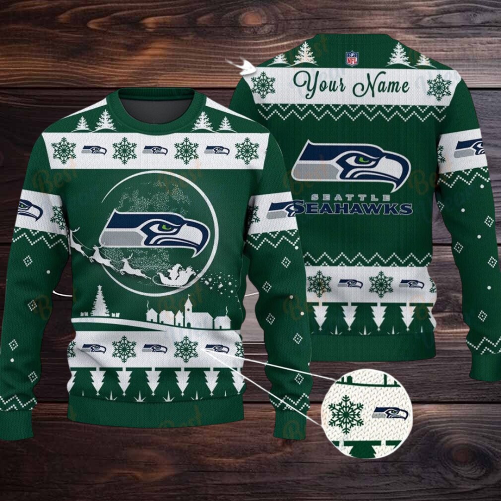 Green Seattle Seahawks NFL Ugly Christmas Sweater Name Customized Green Seattle Seahawks NFL Ugly Christmas Sweater Name Customized