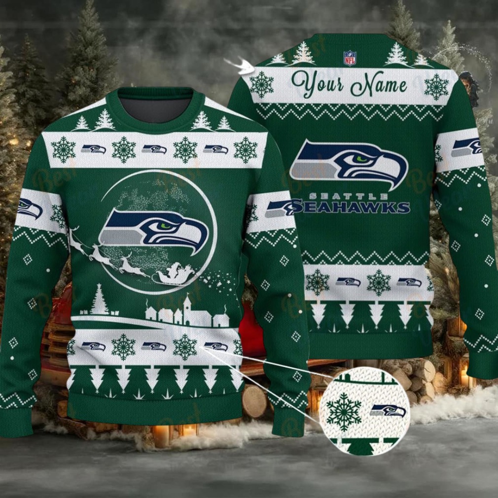 Green Seattle Seahawks NFL Ugly Christmas Sweater Name Customized Green Seattle Seahawks NFL Ugly Christmas Sweater Name Customized