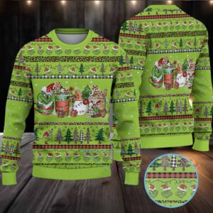 Grinch Christmas Drink Christmas Knitted Sweater