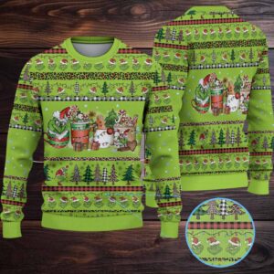 Grinch Christmas Drink Christmas Knitted Sweater