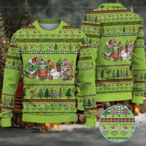Grinch Christmas Drink Christmas Knitted Sweater