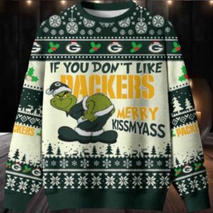 Grinch If You Dont Like Green Bay Packers Merry Kissmyass Ugly Christmas Sweater Men Women