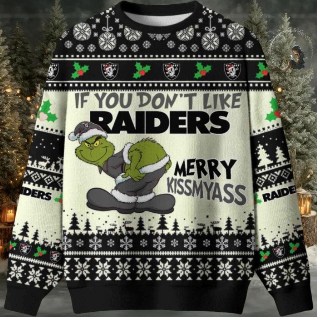 Grinch If You Dont Like Las Vegas Raiders Merry Kissmyass Ugly Christmas Sweater Men Women Grinch If You Dont Like Las Vegas Raiders Merry Kissmyass Ugly Christmas Sweater Men Women