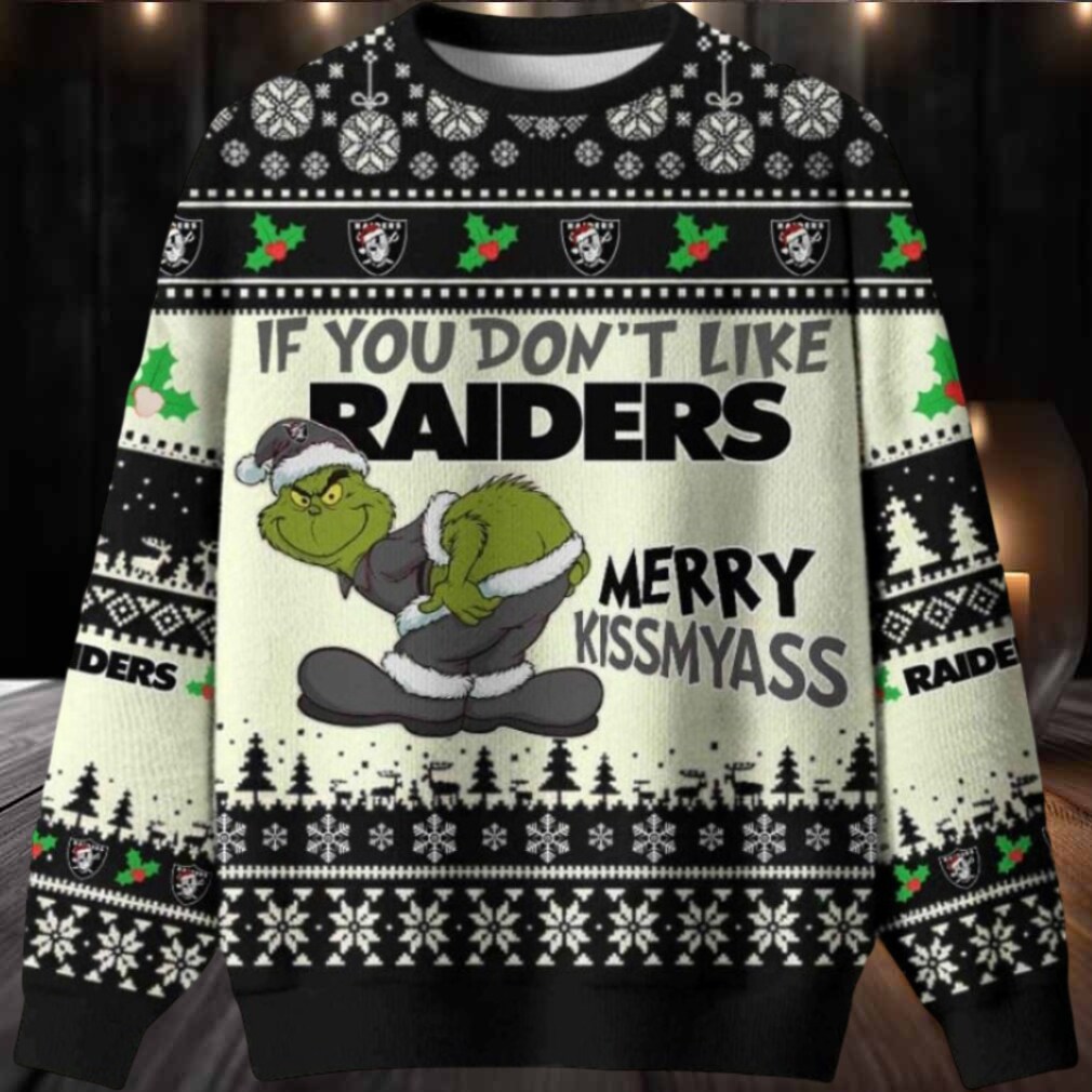 Grinch If You Dont Like Las Vegas Raiders Merry Kissmyass Ugly Christmas Sweater Men Women Grinch If You Dont Like Las Vegas Raiders Merry Kissmyass Ugly Christmas Sweater Men Women