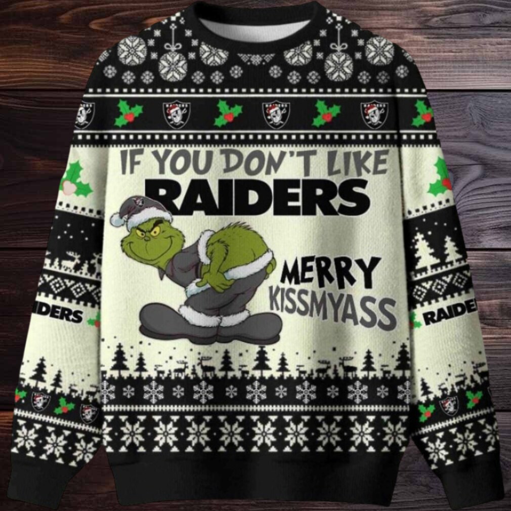 Grinch If You Dont Like Las Vegas Raiders Merry Kissmyass Ugly Christmas Sweater Men Women Grinch If You Dont Like Las Vegas Raiders Merry Kissmyass Ugly Christmas Sweater Men Women