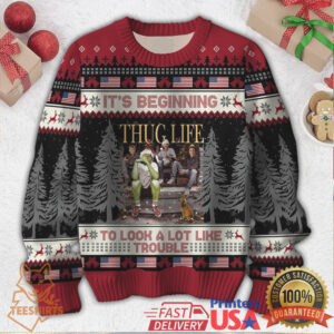Grinch Thug Life Christmas Ugly Sweater 2025