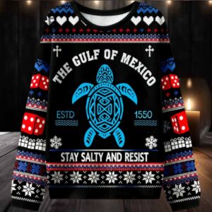 Gulf Of Mexico Stay Salty And Resist Ugly Sweater Mens Womens For Sale