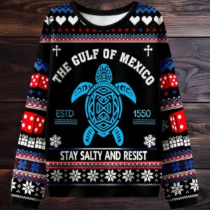 Gulf Of Mexico Stay Salty And Resist Ugly Sweater Mens Womens For Sale