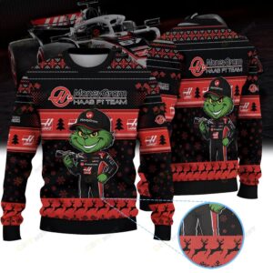 Haas F1 Team × Grinch Ugly Christmas Sweater II