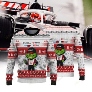 Haas F1 Team × Grinch Ugly Christmas Sweater