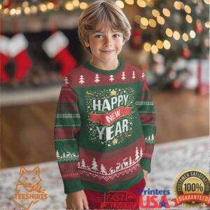 Happy New Year 2025 Ugly Christmas Sweater Confetti Fireworks Party Supplies Family Matching
