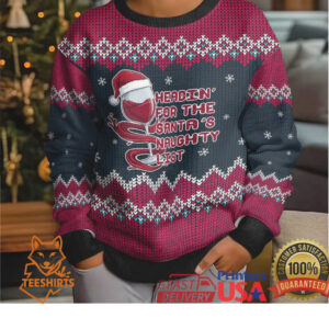 Headin For Santas Naughty Christmas Kid Ugly Christmas Sweater Xmas Holiday Patterns