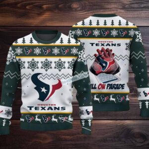 Houston Texans Bulls On Parade Ugly Christmas Sweater Mens Green White