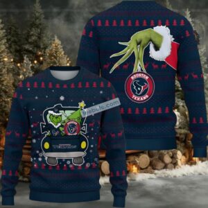 Houston Texans Grinch Driving Ugly Christmas Sweater Womens Black