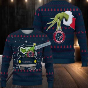 Houston Texans Grinch Driving Ugly Christmas Sweater Womens Black