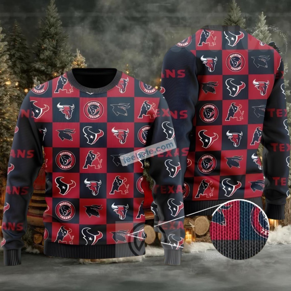 Houston Texans League Knitting Ugly Sweater Party Red Black Houston Texans League Knitting Ugly Sweater Party Red Black