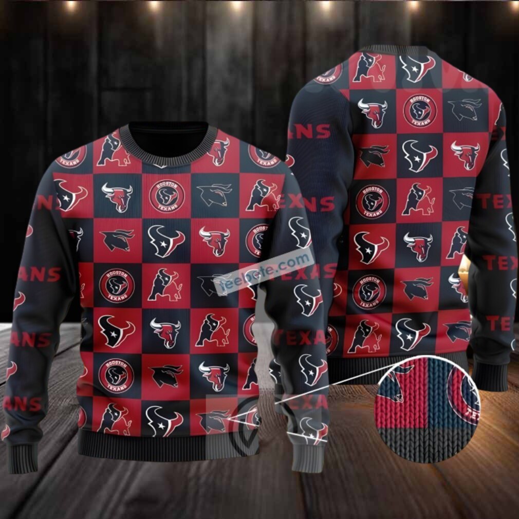 Houston Texans League Knitting Ugly Sweater Party Red Black Houston Texans League Knitting Ugly Sweater Party Red Black